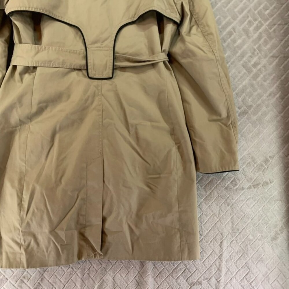H&M Womens 12 Trench Coat Tan Knee Length Belted Wide Lapel Timeless Minimalist - Picture 15 of 16